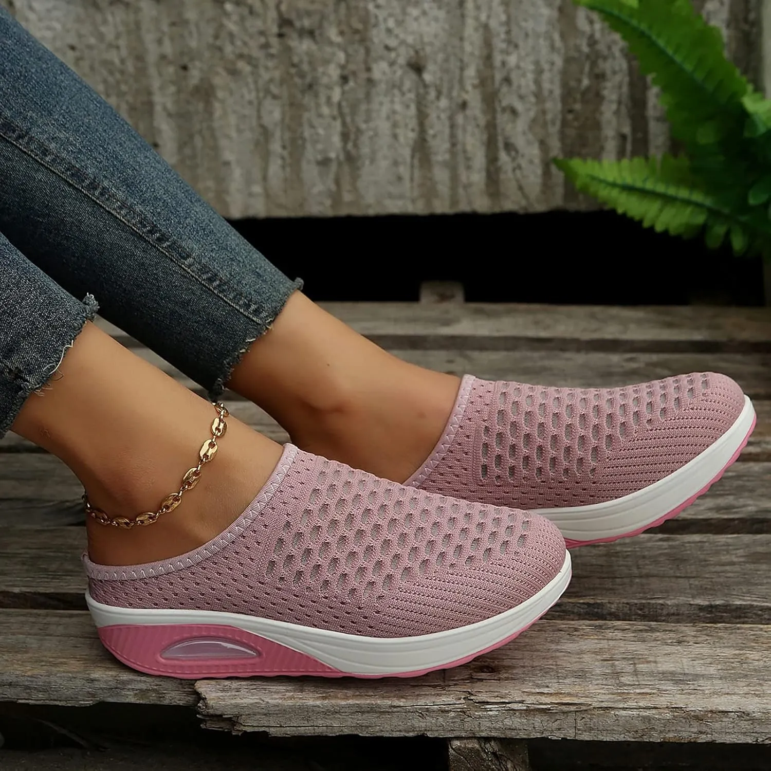 Slip On Sneakers for Women Orthopedic Platform Loafers Breathable Lightweight Running Shoes Summer Open Back Garden Clogs
