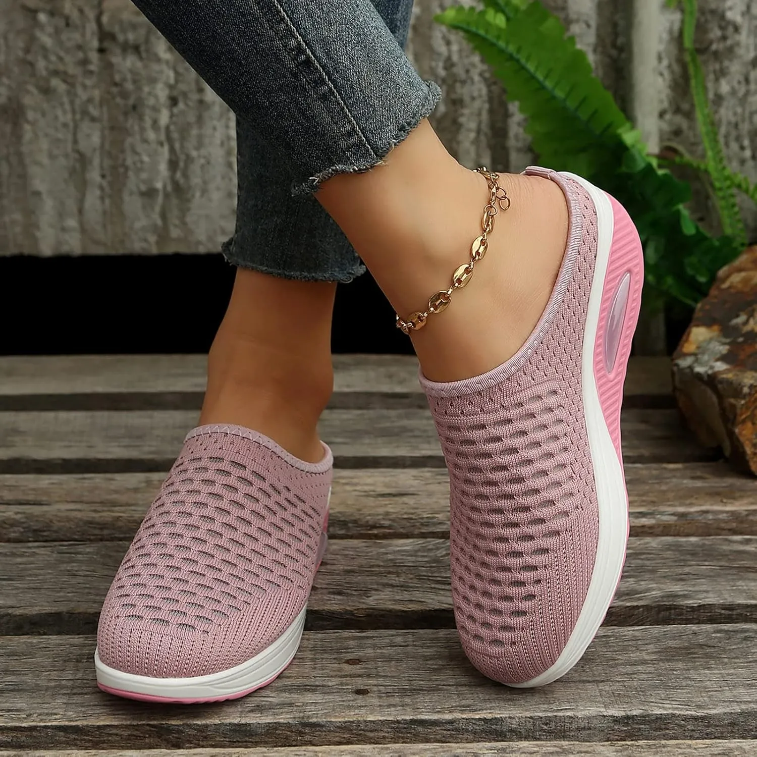 Slip On Sneakers for Women Orthopedic Platform Loafers Breathable Lightweight Running Shoes Summer Open Back Garden Clogs