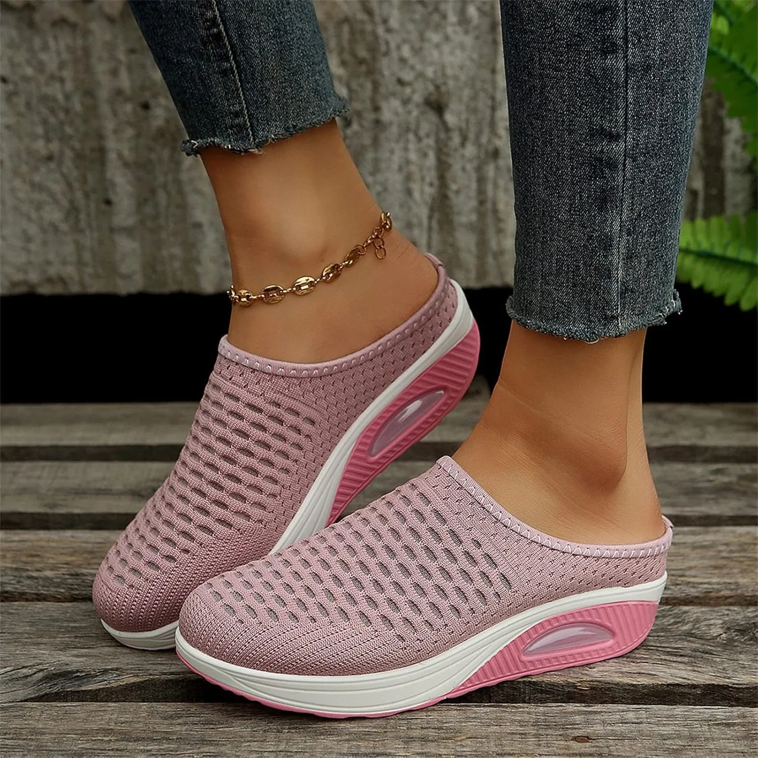 Slip On Sneakers for Women Orthopedic Platform Loafers Breathable Lightweight Running Shoes Summer Open Back Garden Clogs