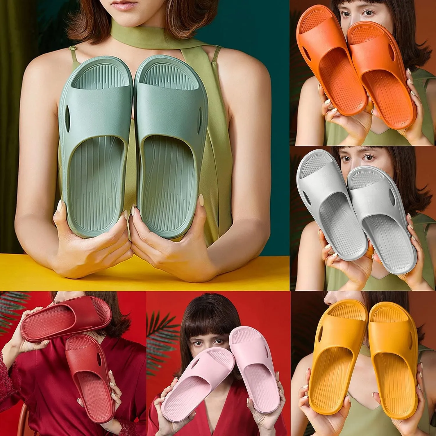 Slippers for Women and Men Non Slip Quick Drying Shower Slides Bathroom Sandals Men's Memory Foam Slippers Fleece