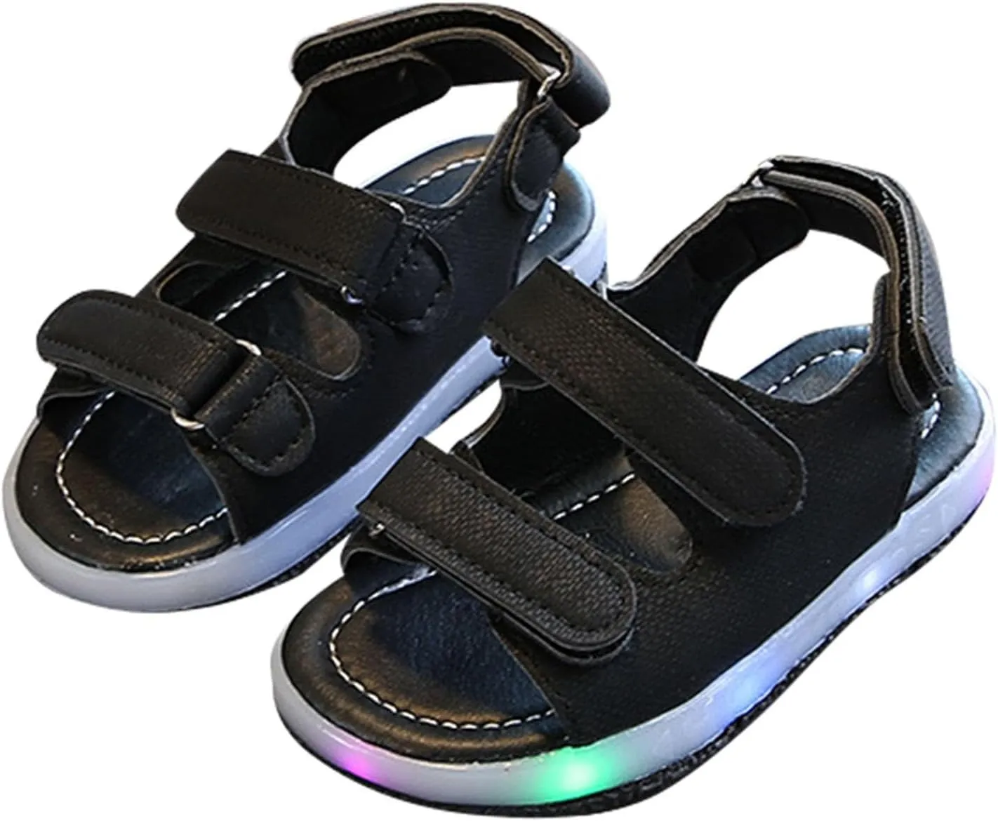 Toddler Boys Girls Light Up Luminous Sandals Non-slip Open Toe Breathable Beach Sneakers Shoes for Little Child
