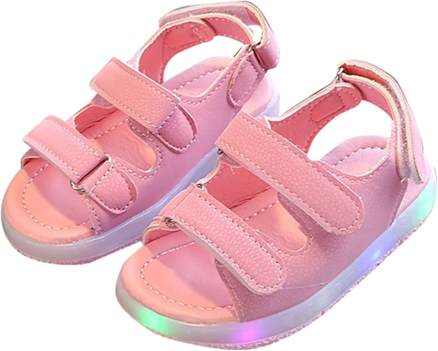 Toddler Boys Girls Light Up Luminous Sandals Non-slip Open Toe Breathable Beach Sneakers Shoes for Little Child