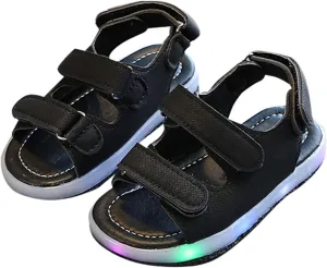 Toddler Boys Girls Light Up Luminous Sandals Non-slip Open Toe Breathable Beach Sneakers Shoes for Little Child