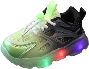 Toddler Boys Girls Light Up Shoes LED Flashing Lightweight Mesh Breathable Adorable Running Sneakers (Green, 12 Little Child)