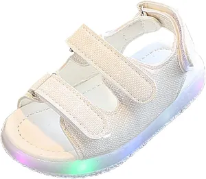 Toddler Girls LED Light Up Sandals Slip On Non Slip Adjustable Strap Open Toe Beach Water Shoes Kids Sport Walking