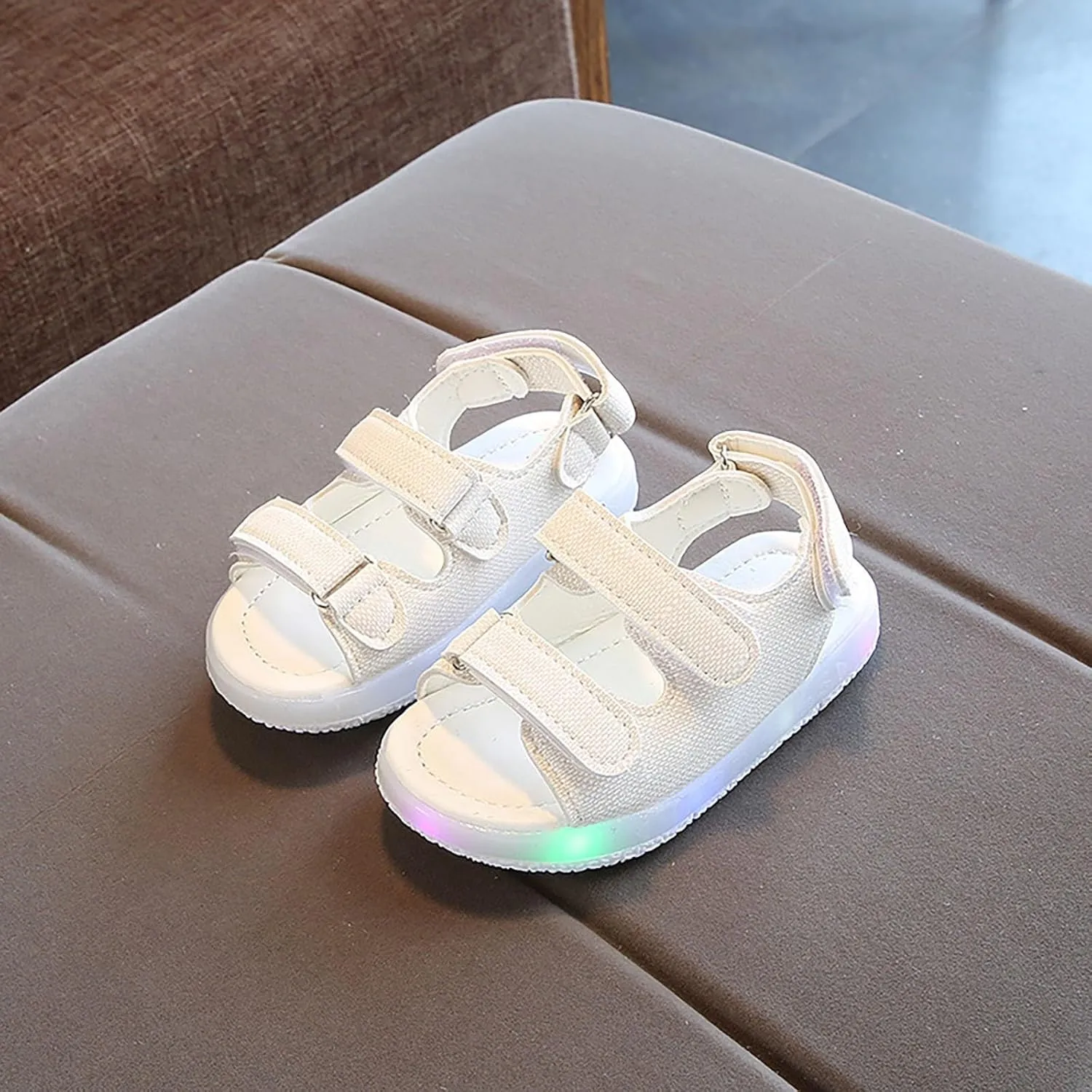 Toddler Girls LED Light Up Sandals Slip On Non Slip Adjustable Strap Open Toe Beach Water Shoes Kids Sport Walking