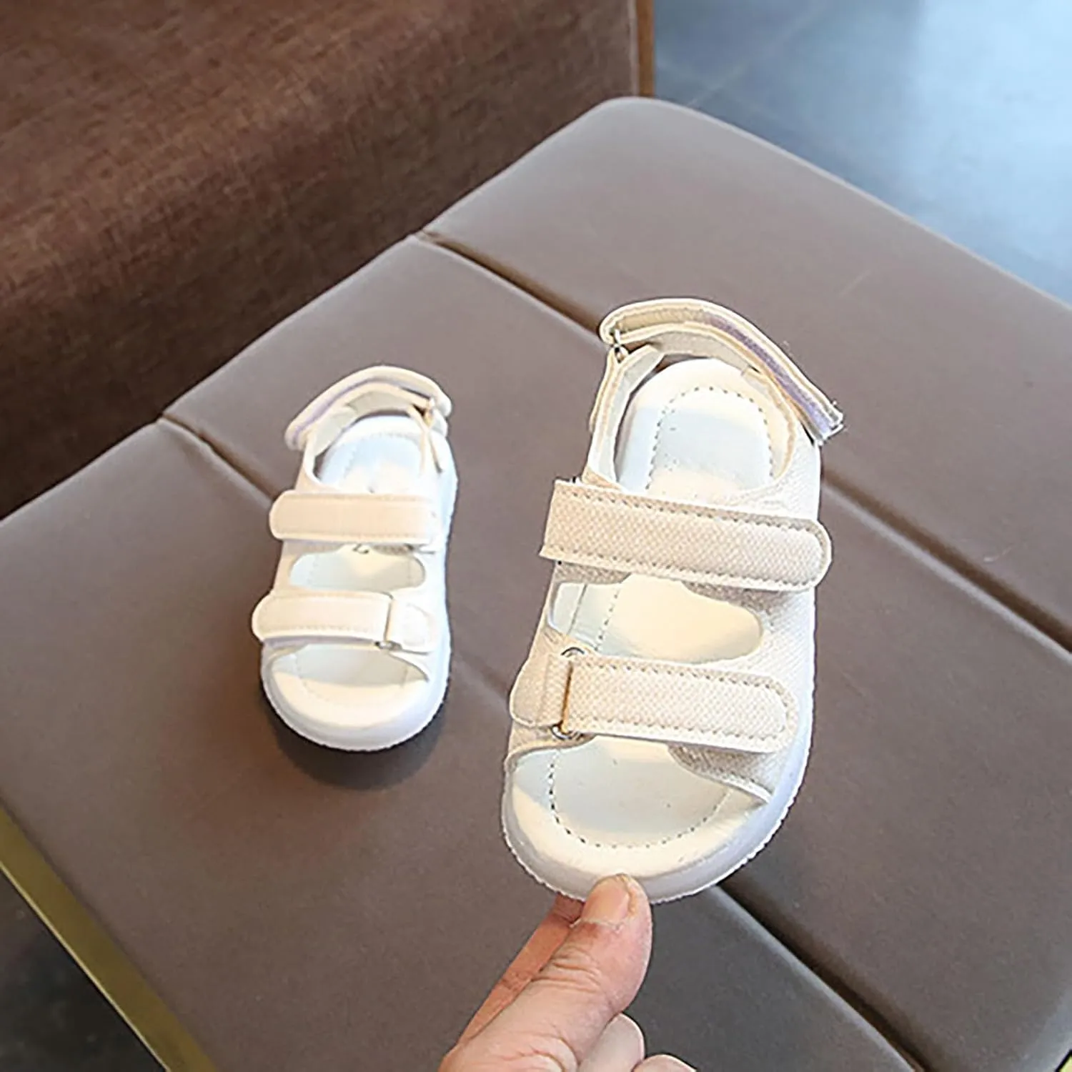 Toddler Girls LED Light Up Sandals Slip On Non Slip Adjustable Strap Open Toe Beach Water Shoes Kids Sport Walking