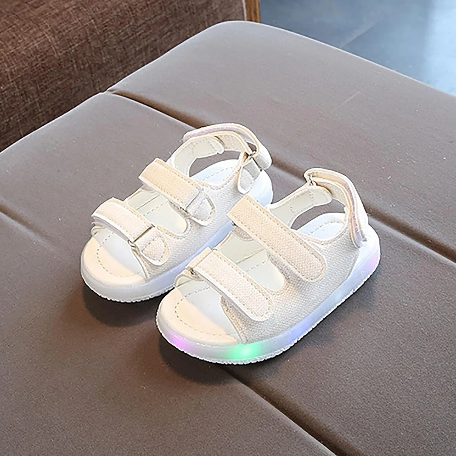 Toddler Girls LED Light Up Sandals Slip On Non Slip Adjustable Strap Open Toe Beach Water Shoes Kids Sport Walking
