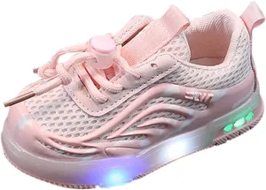 Toddler Infant Light Up Flash LED Light Breathable Sneakers Baby Kids Luminous Sports Mesh Athletic Running Shoes