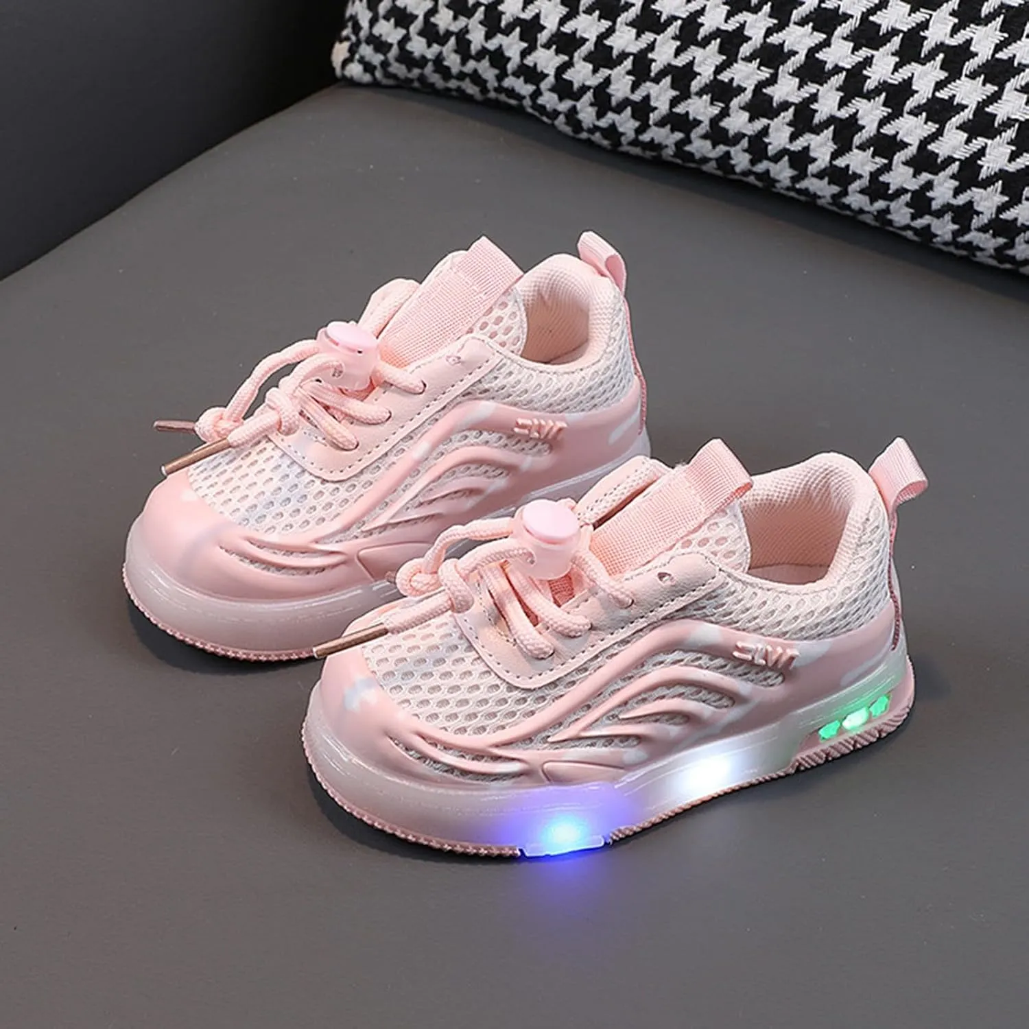 Toddler Infant Light Up Flash LED Light Breathable Sneakers Baby Kids Luminous Sports Mesh Athletic Running Shoes