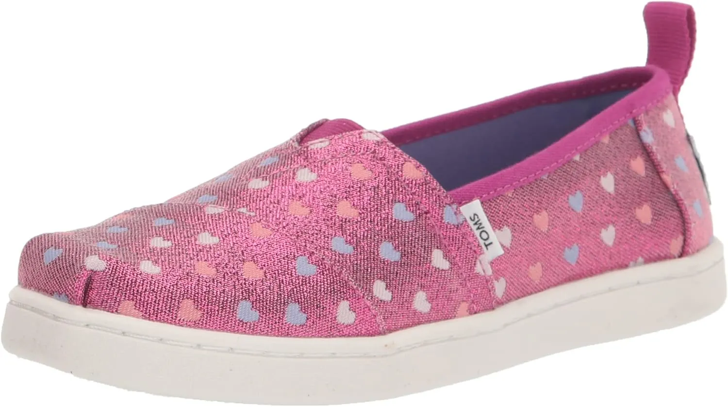 TOMS Kids Glimmer Hearts Alpargata (Little Kid/Big Kid) Dark Fuchsia 1.5 Little Kid M
