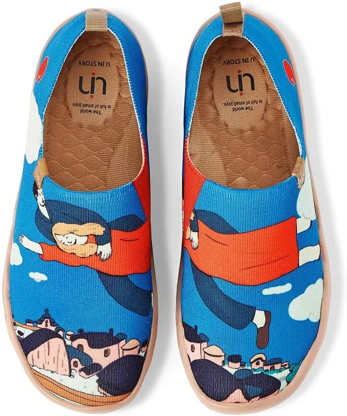 UIN Men's Loafers Lightweight Knitted Sneakers Walking Casual Slip Ons Funny Style Art Painted Travel Shoes Over The Town (8.5)