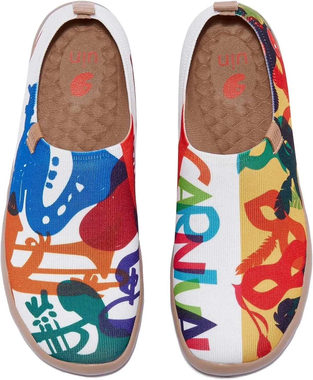 UIN Women's Slip Ons Lightweight Sneaker Walking Casual Knit Loafers Comfortable Art Painted Travel Shoes Toledo Meet You at Heart (7.5)