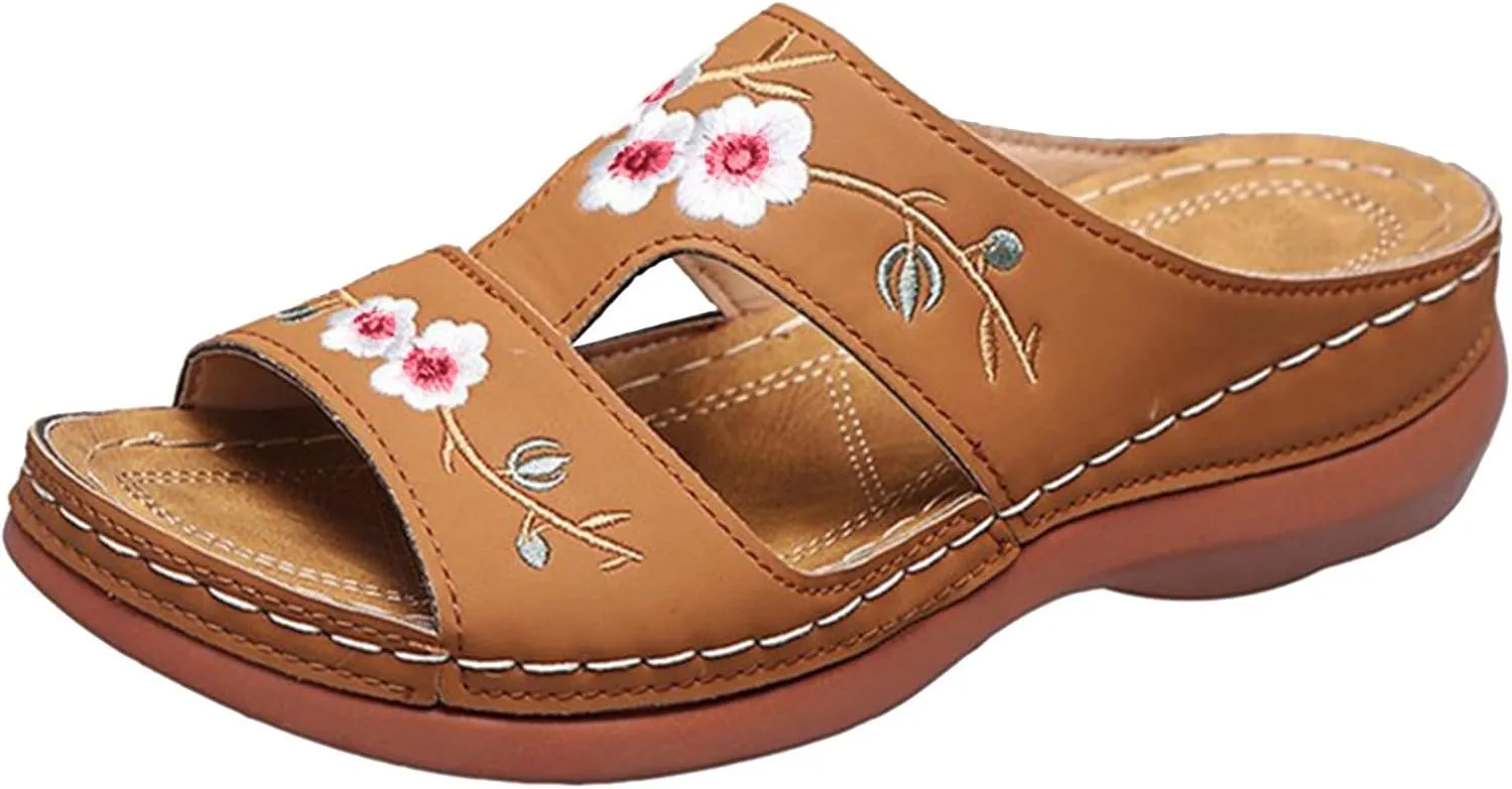 Vacation Sandals for Women Memory Foam Beach Slides Breathable Casual Sandals Women's Thick Bottom Sandals