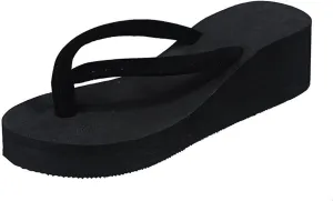 Wedge Flip Flops for Women Beach Shoes Ladies Heighten Wedges Platform Bohemian Slippers Clip Toe Sandals, 9