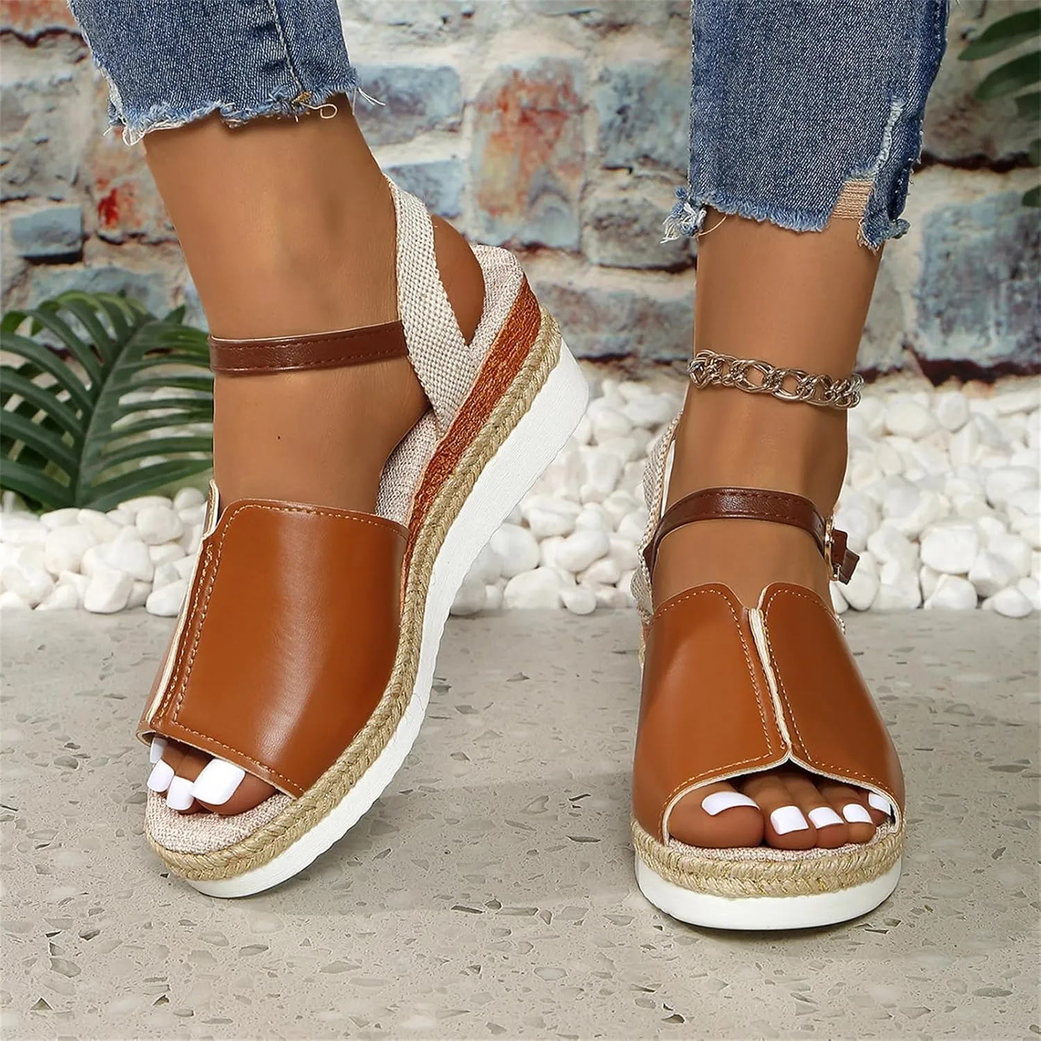 Wedge Sandals Women Summer Comfortable Open Toe Dressy Platform Sandal Shoes Low Heel Walking, Arch Support Casual Slip on Summer Low-Heeled Wedges Black Cushioned Lightweight Slippers