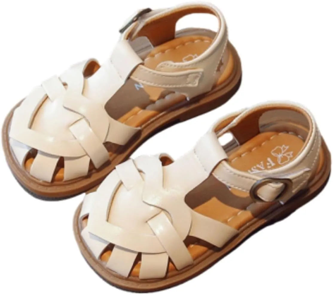 White Shoes for Girls Sticky Shoelaces Light Weight Adjustable Straps Summer Little Child/Big Kid Toddler Shoes Size 4
