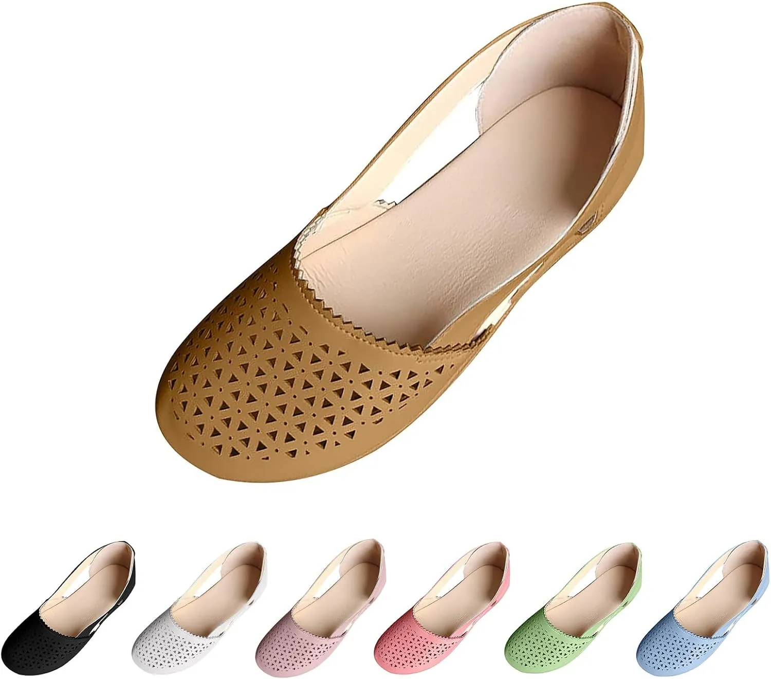 Wide Width Flats for Women Closed Toe Sandals Hollow Out Wedge Sandals Orthopedic Summer Mules Arch Support Comfort Cork Footbed Flat Sandal Breathable Comfortable Dressy Slip on Slippers