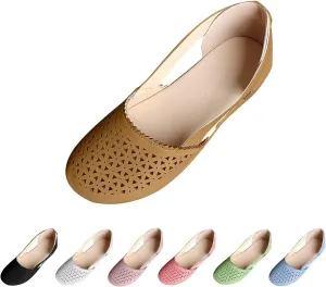 Wide Width Flats for Women Closed Toe Sandals Hollow Out Wedge Sandals Orthopedic Summer Mules Arch Support Comfort Cork Footbed Flat Sandal Breathable Comfortable Dressy Slip on Slippers