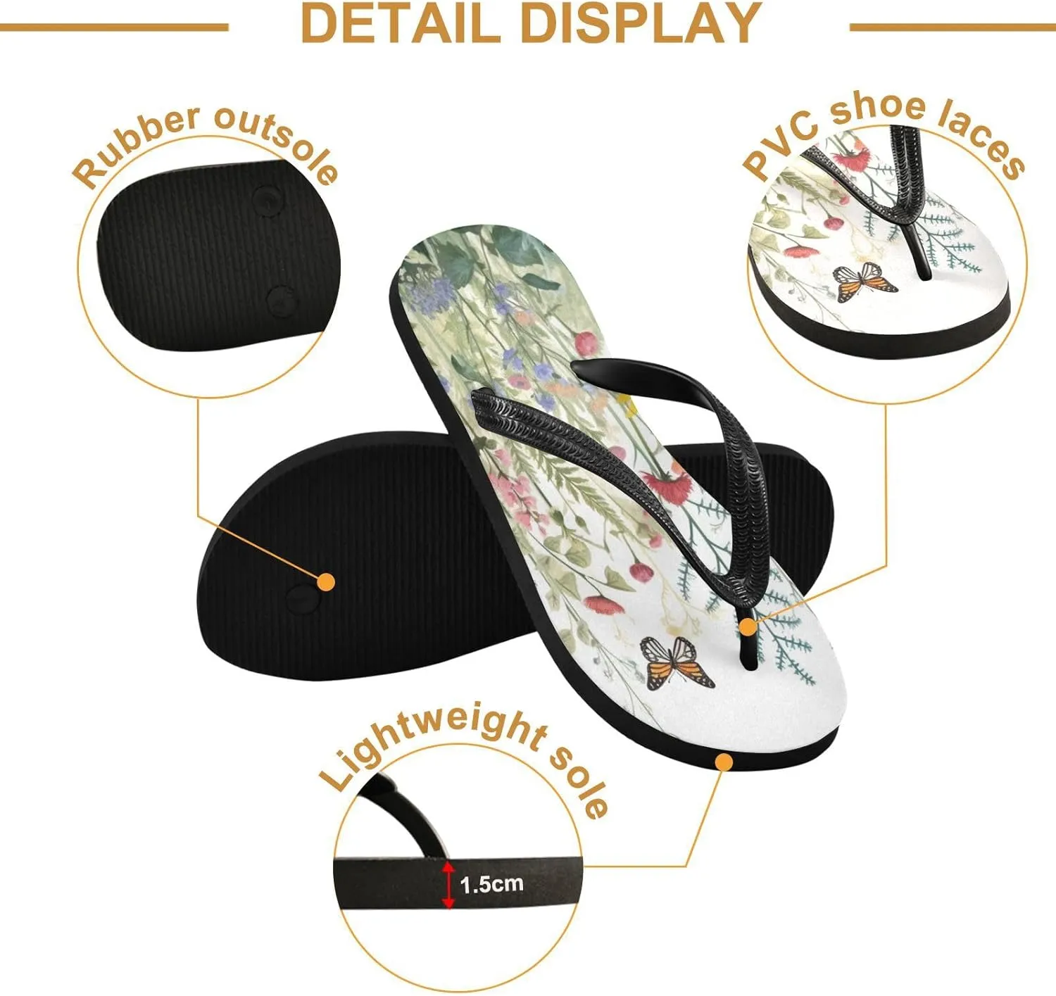 Wildflowers Butterfly Flip Flop Sandal Men's and Women's Summer Sandal | Beach & Water Shoes239