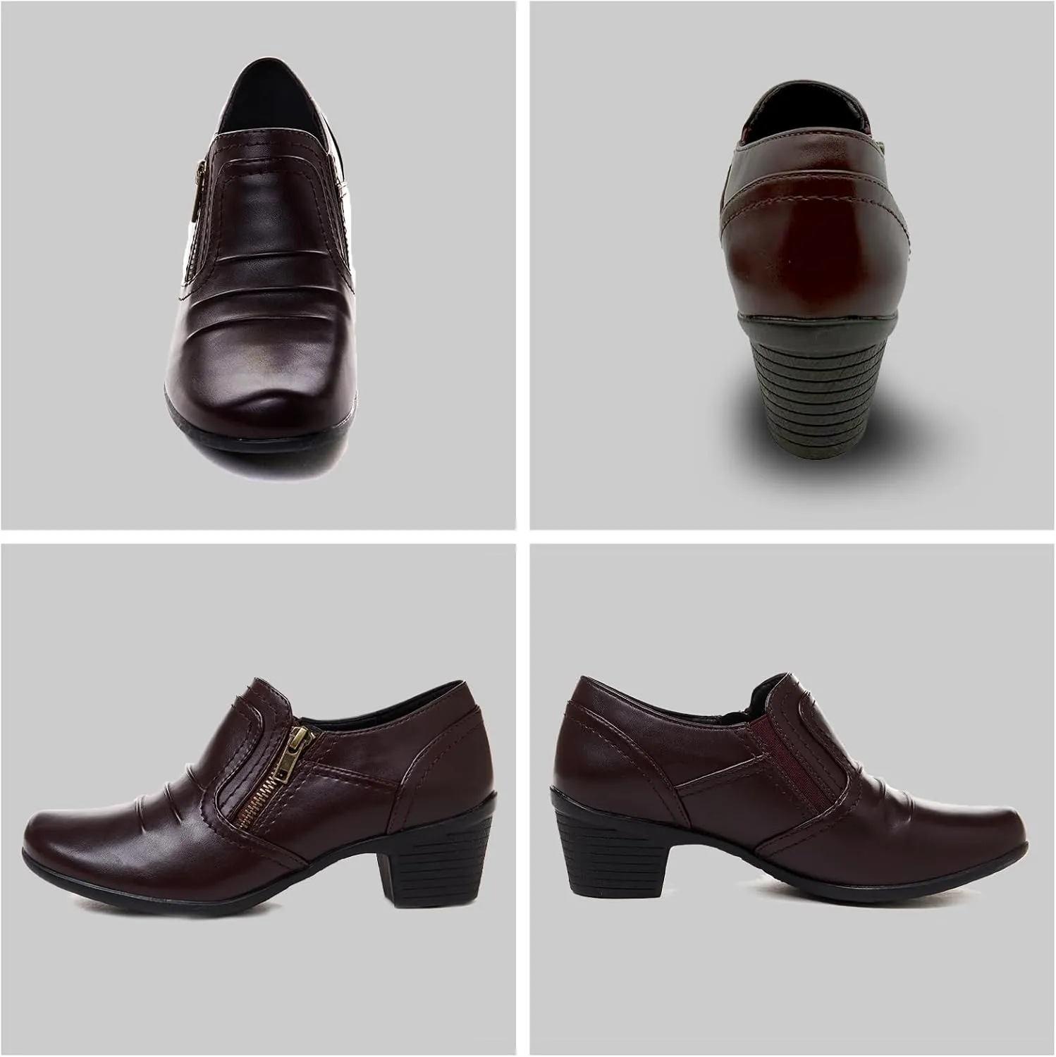 Women Dressy Shoes Low Chunky Block Heels Slip-On Office Business Work Pumps Loafers & Slip-ons