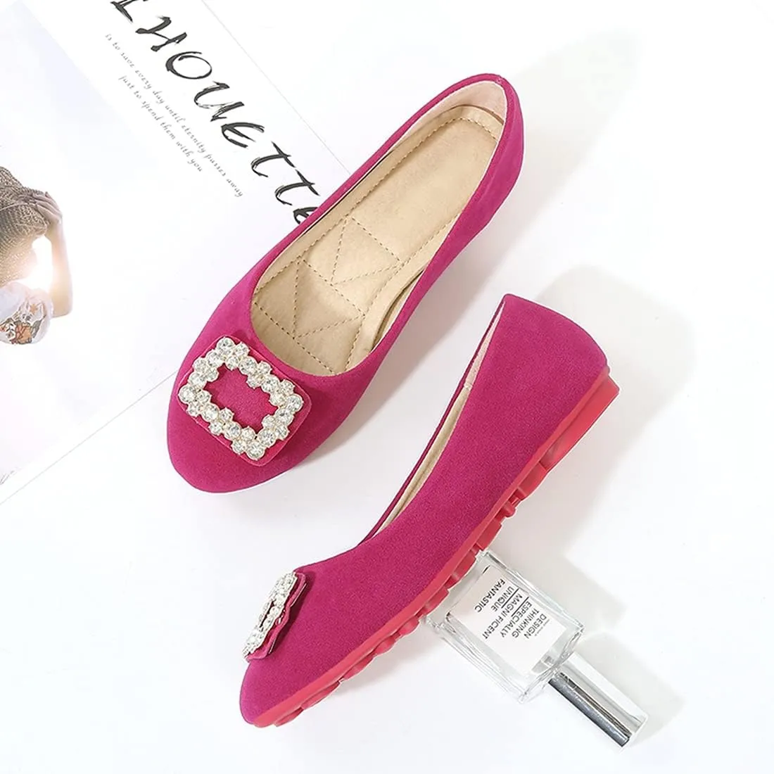 Women Loafers Flat Shoes Rhinestone Bow Summer Slip ons