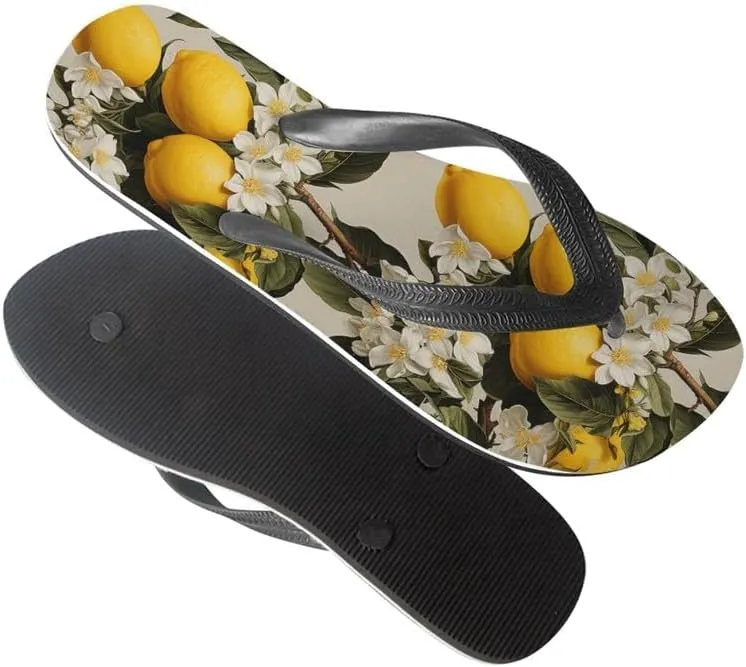 Women Retro Flip Flop Sandal Ginkgo Leaves Casual Thong Sandals Rose Feather Couple Beach Sandals Indoor or Outdoor