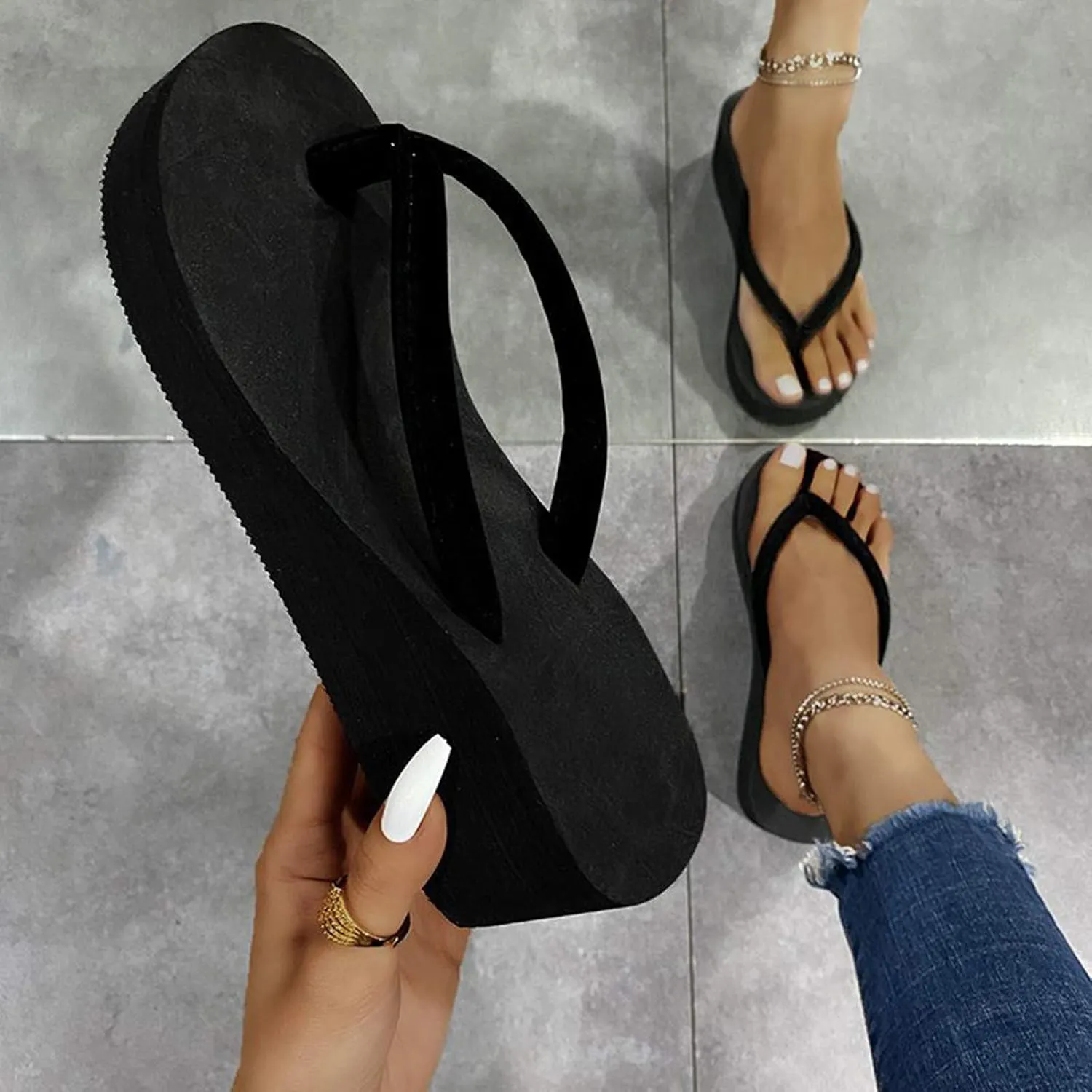 Women's Arch Support Flip Flops Comfortable Beach Sandals Slip On Thong Sandals Comfortable Slippers
