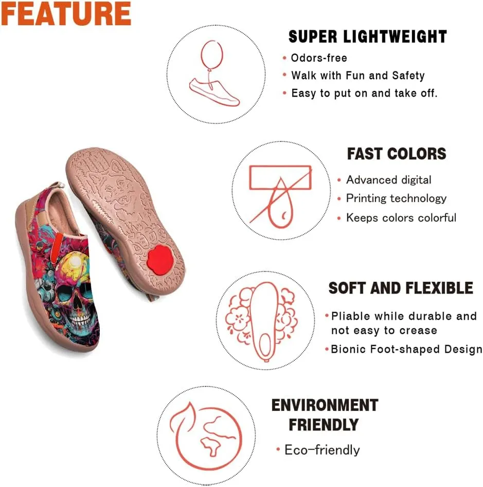 Women's Art Painted Loafers Slip-Ons Ladies Sneaker Soft Sole Anti-Slip Walking Travel Shoes
