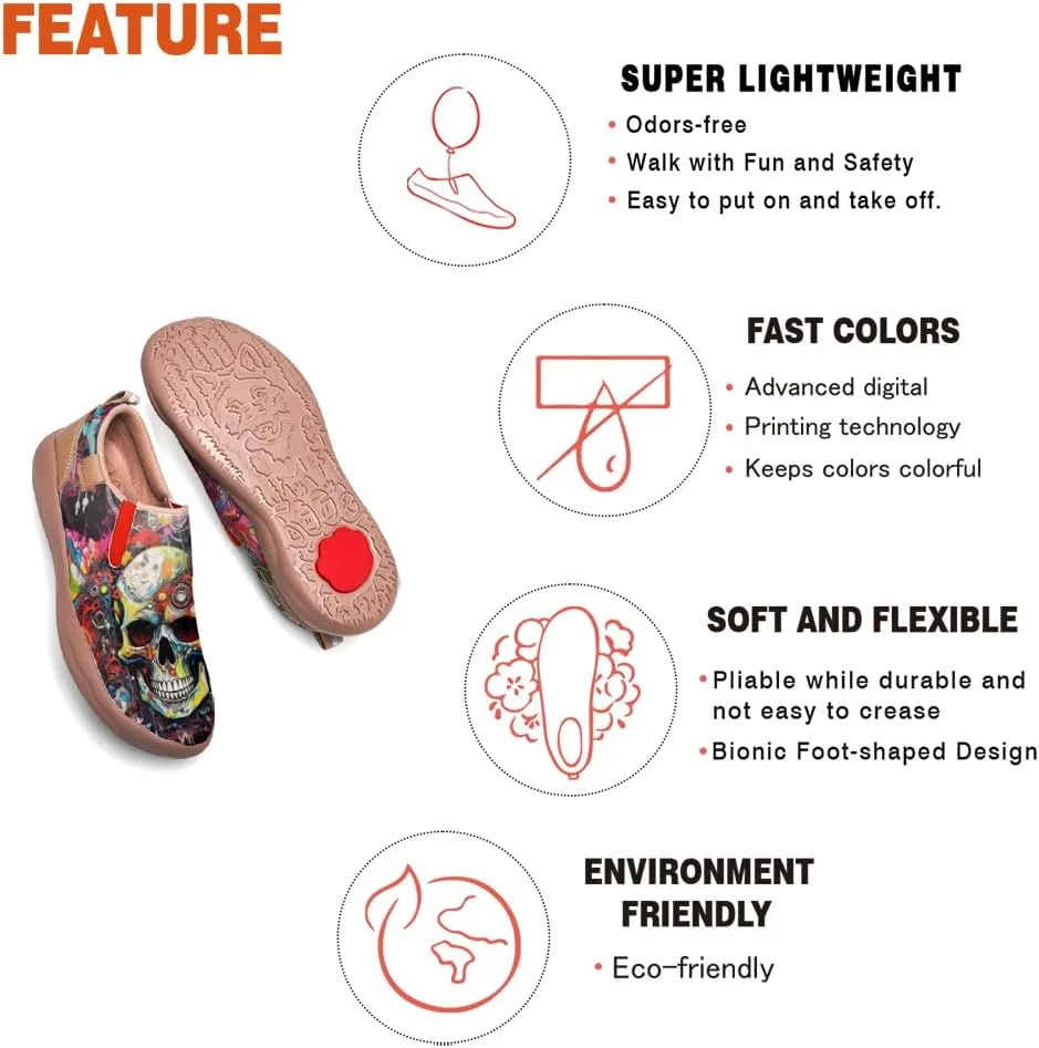 Women's Art Painted Loafers Slip-Ons Ladies Sneaker Soft Sole Anti-Slip Walking Travel Shoes