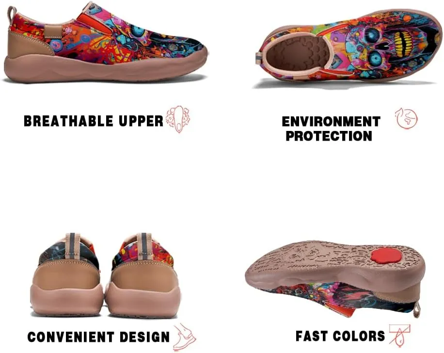 Women's Art Painted Loafers Slip-Ons Ladies Sneaker Soft Sole Anti-Slip Walking Travel Shoes