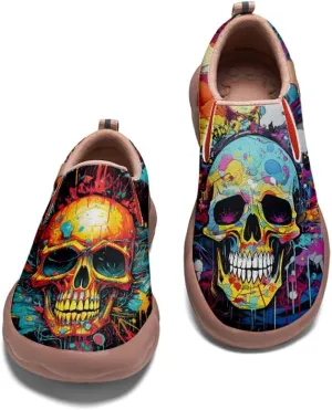 Women's Art Painted Loafers Slip-Ons Ladies Sneaker Soft Sole Anti-Slip Walking Travel Shoes