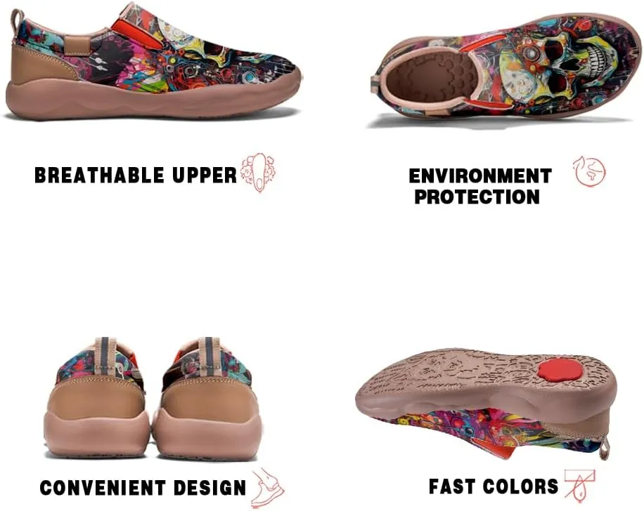 Women's Art Painted Loafers Slip-Ons Ladies Sneaker Soft Sole Anti-Slip Walking Travel Shoes