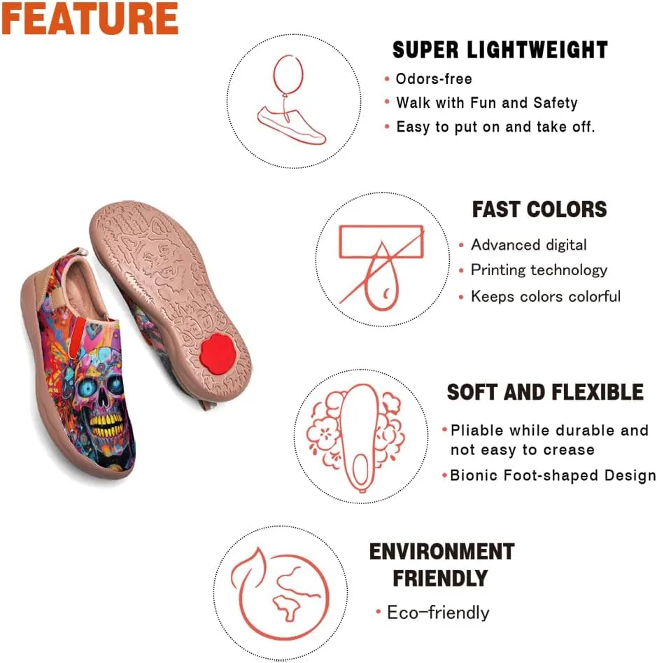 Women's Art Painted Loafers Slip-Ons Ladies Sneaker Soft Sole Anti-Slip Walking Travel Shoes