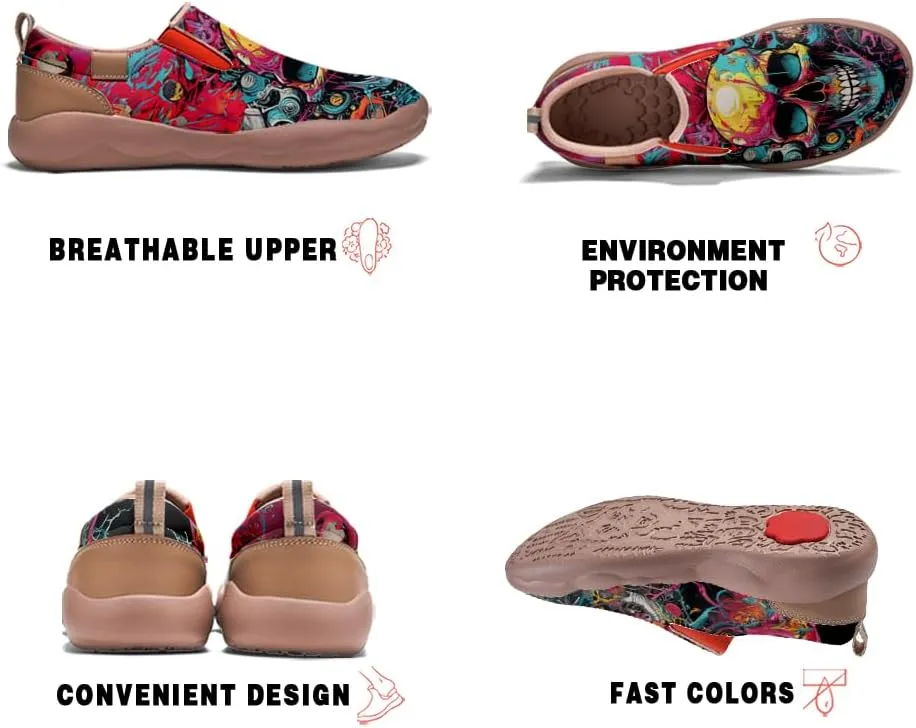 Women's Art Painted Loafers Slip-Ons Ladies Sneaker Soft Sole Anti-Slip Walking Travel Shoes