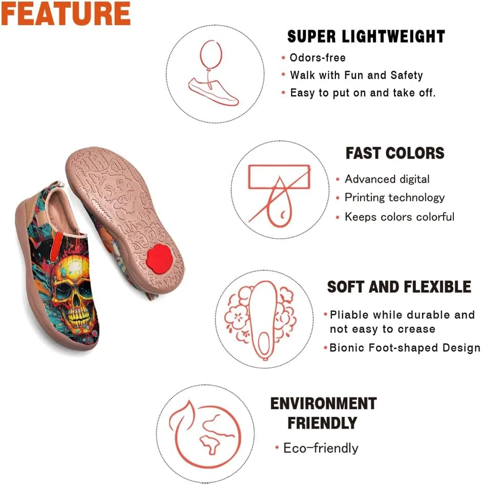 Women's Art Painted Loafers Slip-Ons Ladies Sneaker Soft Sole Anti-Slip Walking Travel Shoes