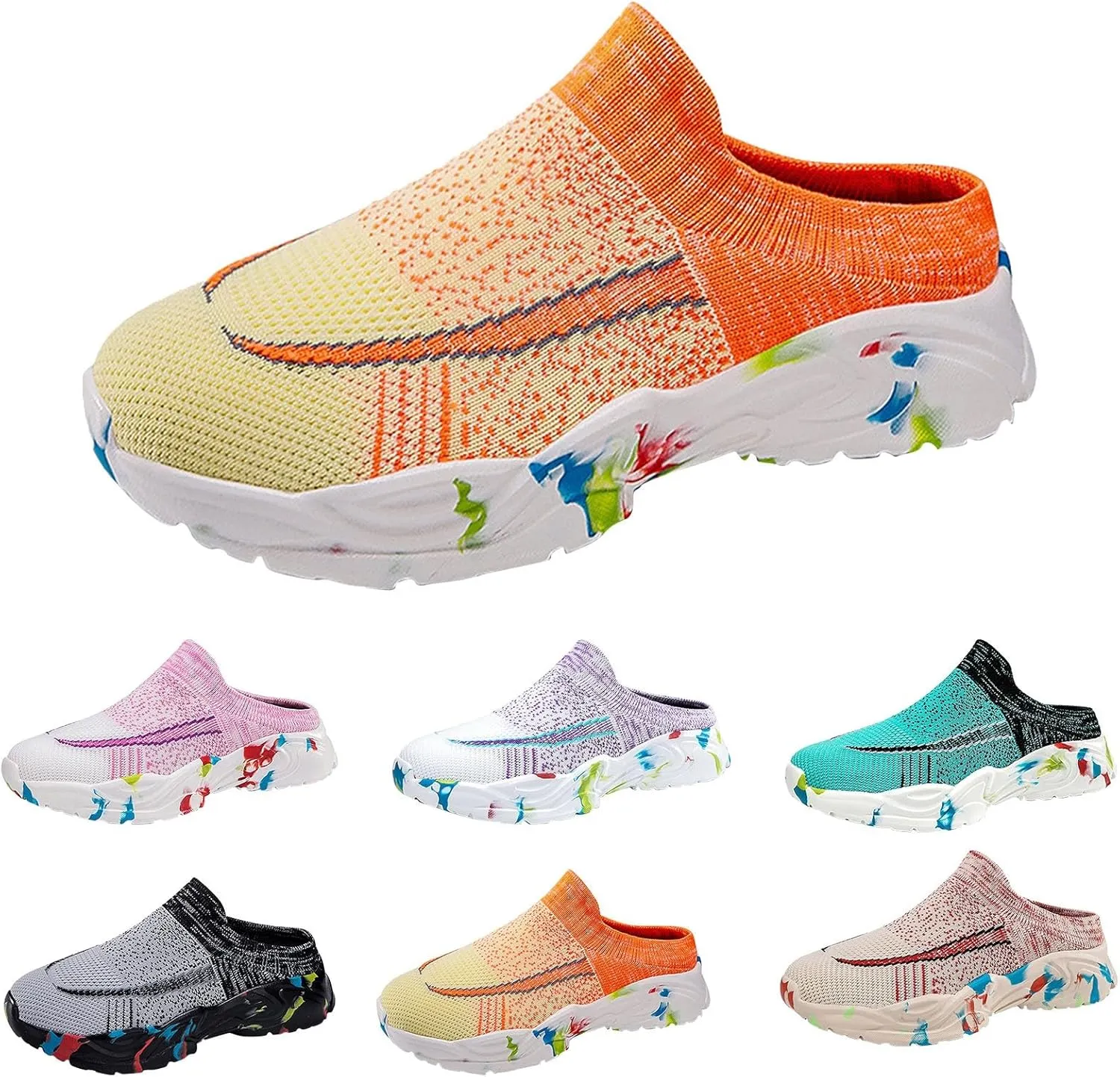 Women's Backless Walking Sneakers Summer Slip-on Running Shoes for Women Wide Dress Casual Shoes High Top Sneakers Black Tennis Shoe Loafers Casual Slip On