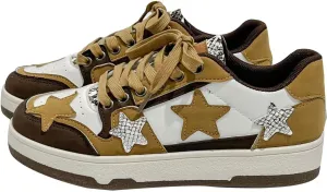Womens Canvas Sneakers Comfy Color-Blocking Star Pattern Breathable Soft Walking Running Shoes Comfortable Tennis Shoes Non Slip Summer Spring Women's Sneakers