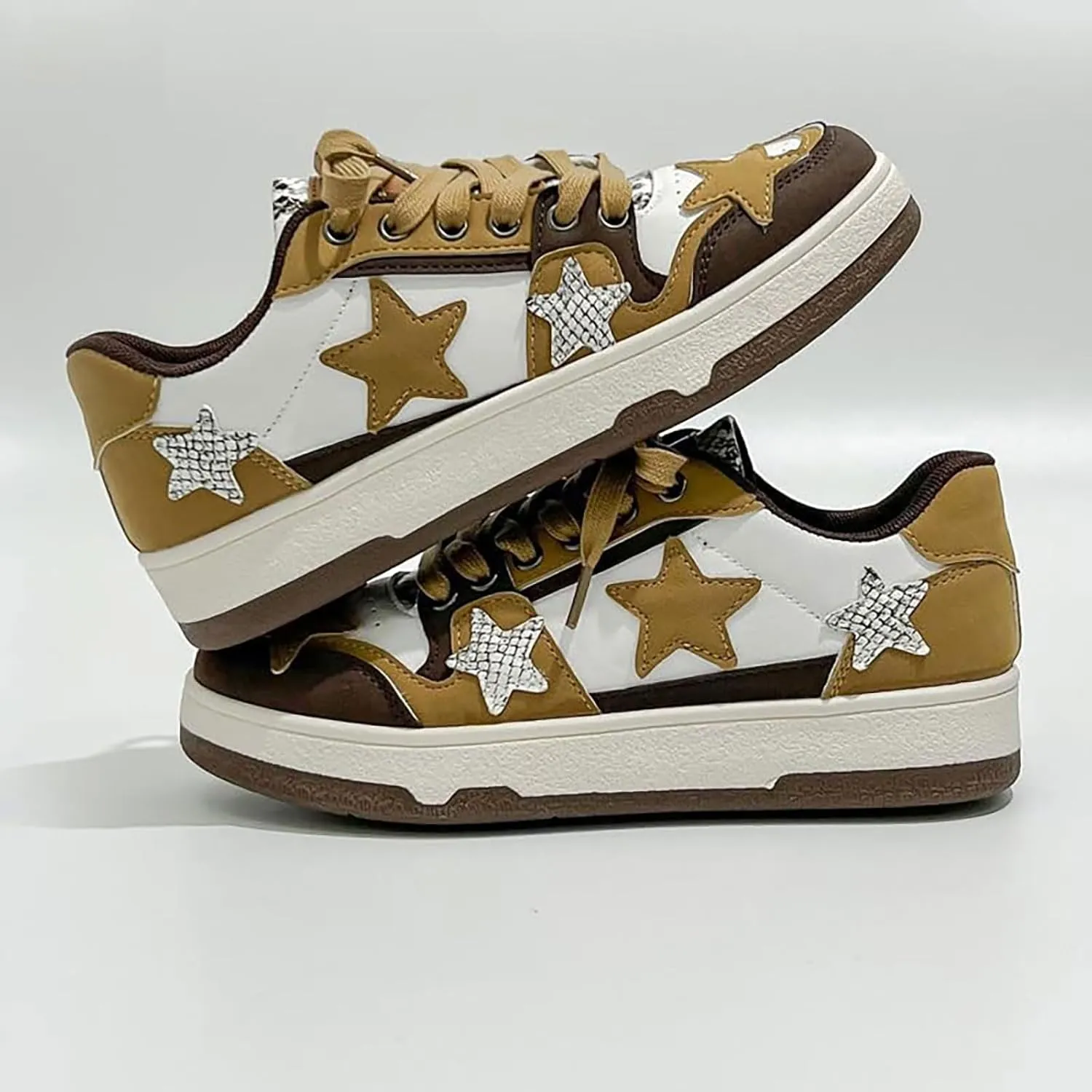 Womens Canvas Sneakers Comfy Color-Blocking Star Pattern Breathable Soft Walking Running Shoes Comfortable Tennis Shoes Non Slip Summer Spring Women's Sneakers