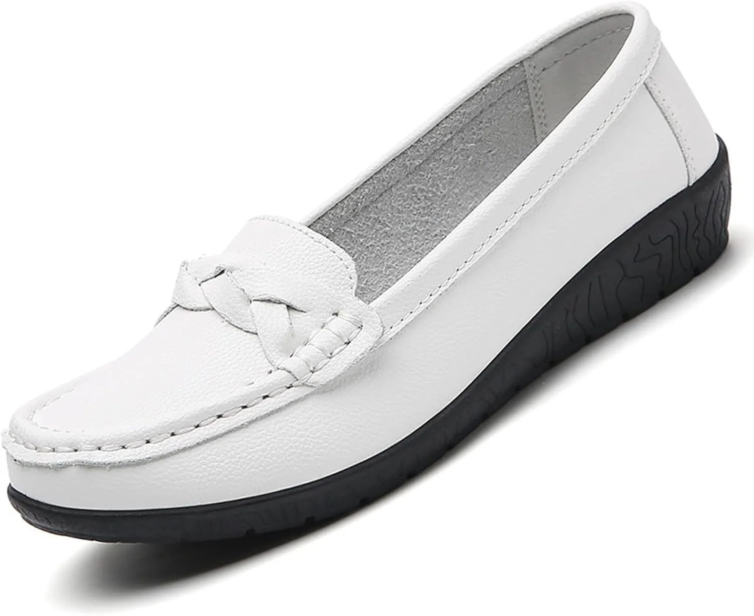 Women's Casual Genuine Leather Flat Loafers Slip ons Comfort Office Driving Round Toe Soft Sole Shoes Classic Dressy Moccasins Walking Shoes