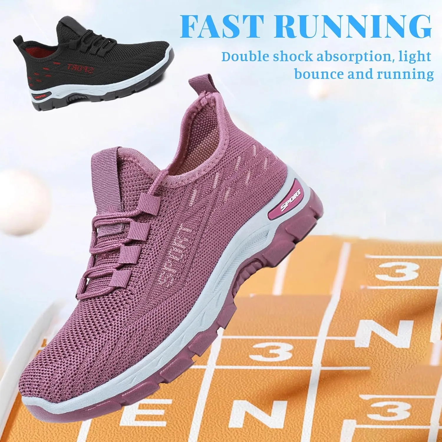 Womens Comfortwear Ortho Shoes Gym Tennis Athletic Mesh Sneakers Lightweigh Arch Support Breathable Sports Walking Shoes