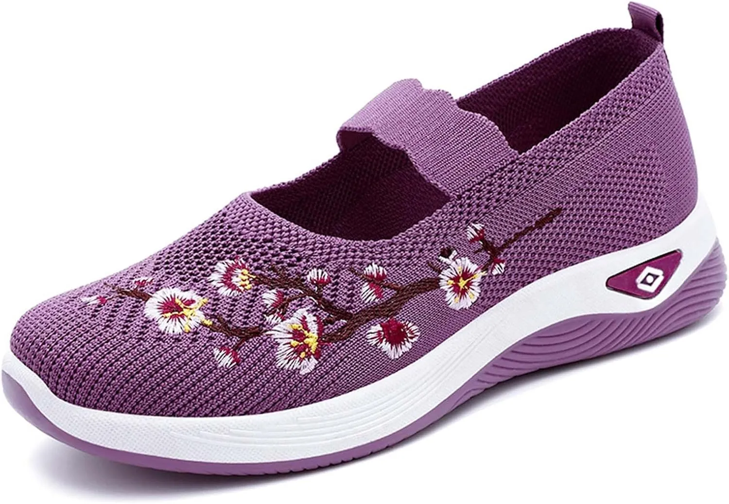 Women's Embroidered Casual Shoes Breathable Mesh Fabric Comfortable Flat Walking Footwear Versatile All Season