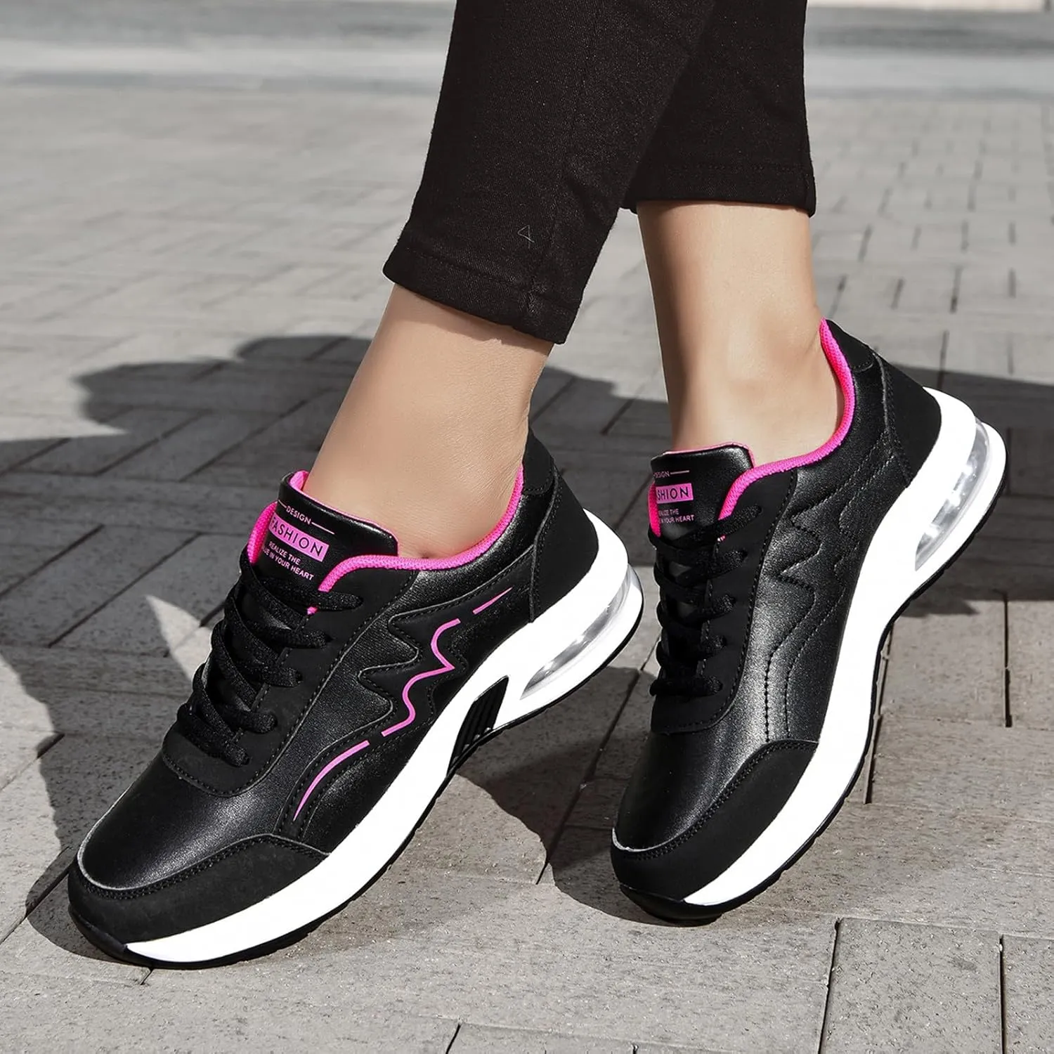 Women's Fashion Leather Lace Up Casual Sneakers Breathable Comfortable Running Shoes Shoes Women 990