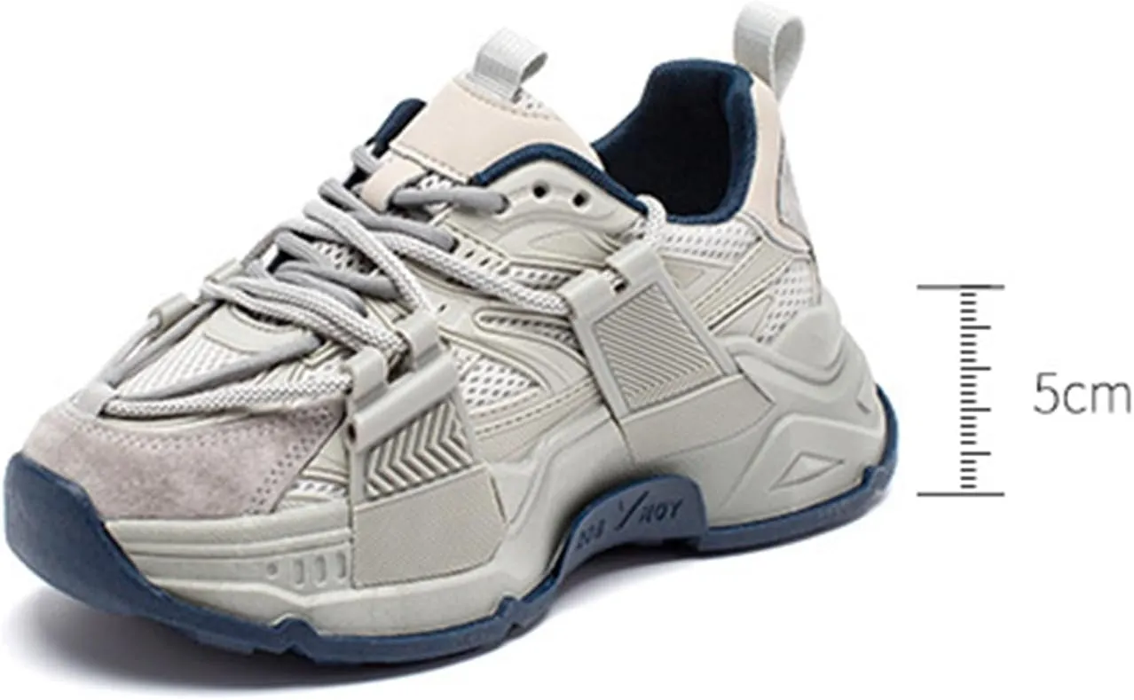 Women's Fashion Sneakers - Casual Platform Chunky Trainers with Breathable Mesh, Perfect for Spring and Autumn,Blue-35