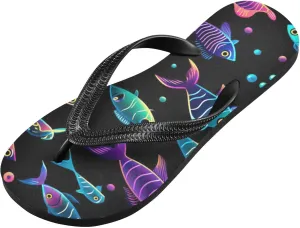 Womens Flip Flops Colorful FishNon-Slip Casual Beach Slippers Rubber Sandals214B2883