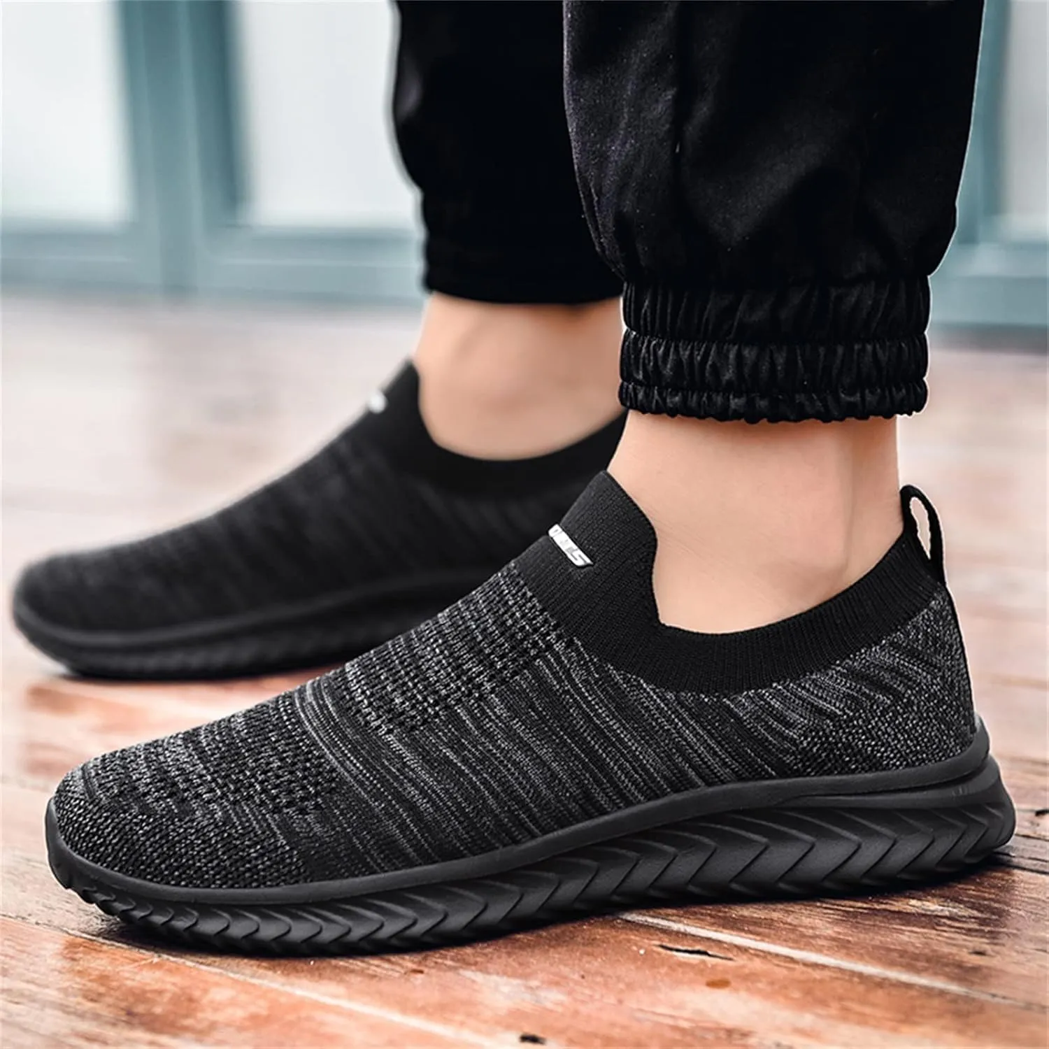 Women's Lightweight Slip On Walking Running Shoes Womens Tennis Shoes Mesh Casual Black Shoes Platform Sneakers Black Tennis Shoe Loafers Shoe