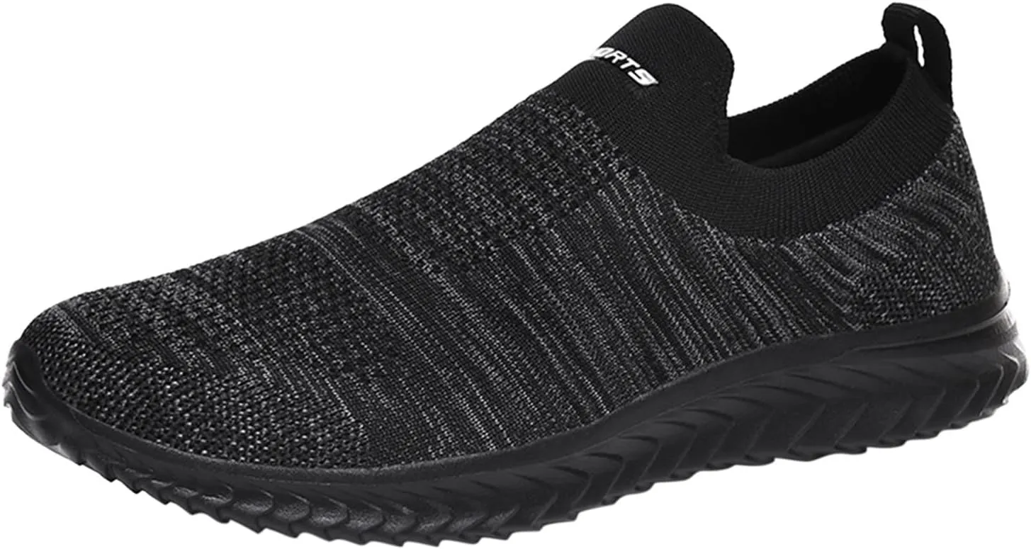 Women's Lightweight Slip On Walking Running Shoes Womens Tennis Shoes Mesh Casual Black Shoes Platform Sneakers Black Tennis Shoe Loafers Shoe