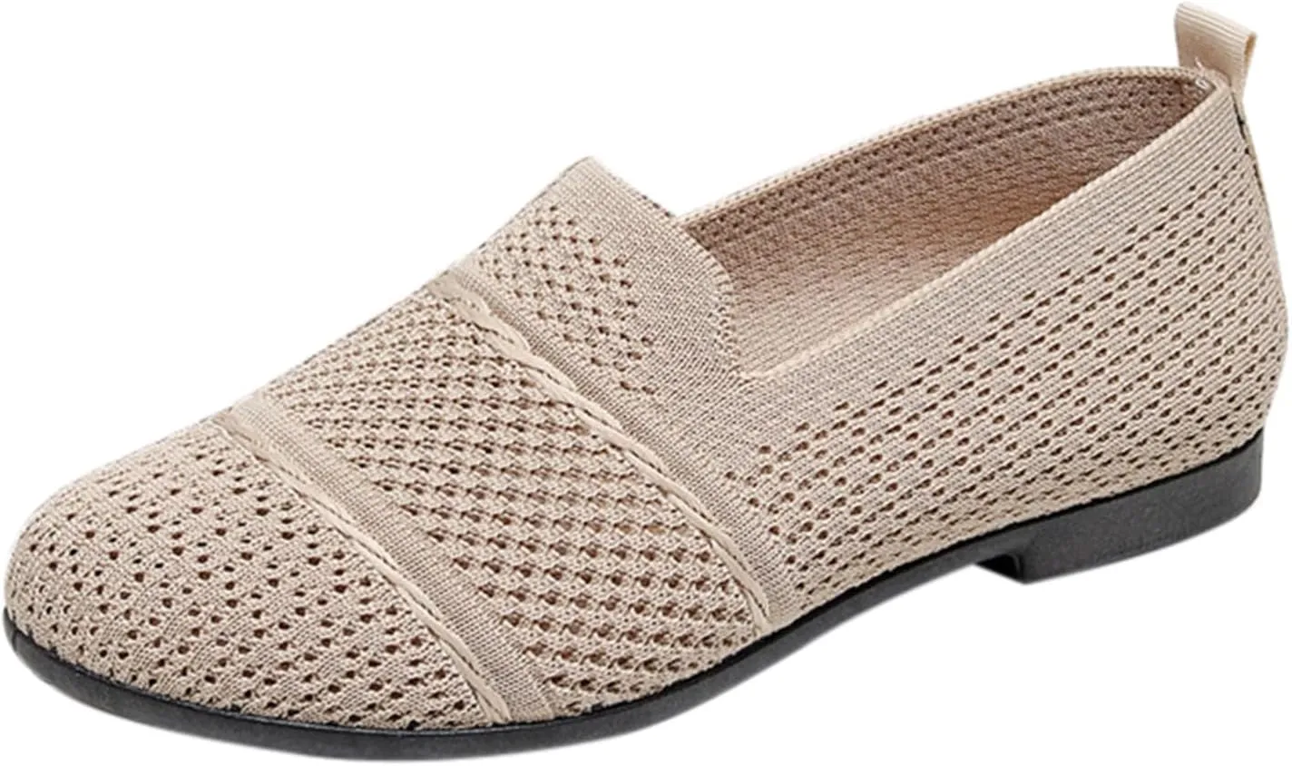 Women's L𝐨w Heel Casual Shoes Breathable Lightweight Work Shoes Soft Sole Slip On Loafers Comfortable Wide Width Orthopedic Sneakers