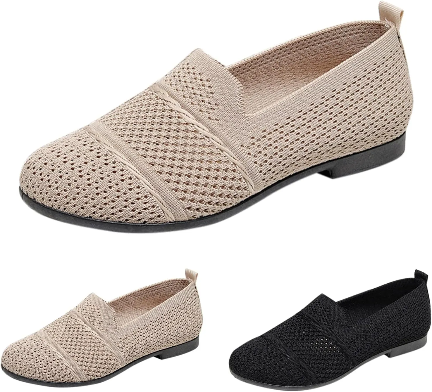 Women's L𝐨w Heel Casual Shoes Breathable Lightweight Work Shoes Soft Sole Slip On Loafers Comfortable Wide Width Orthopedic Sneakers