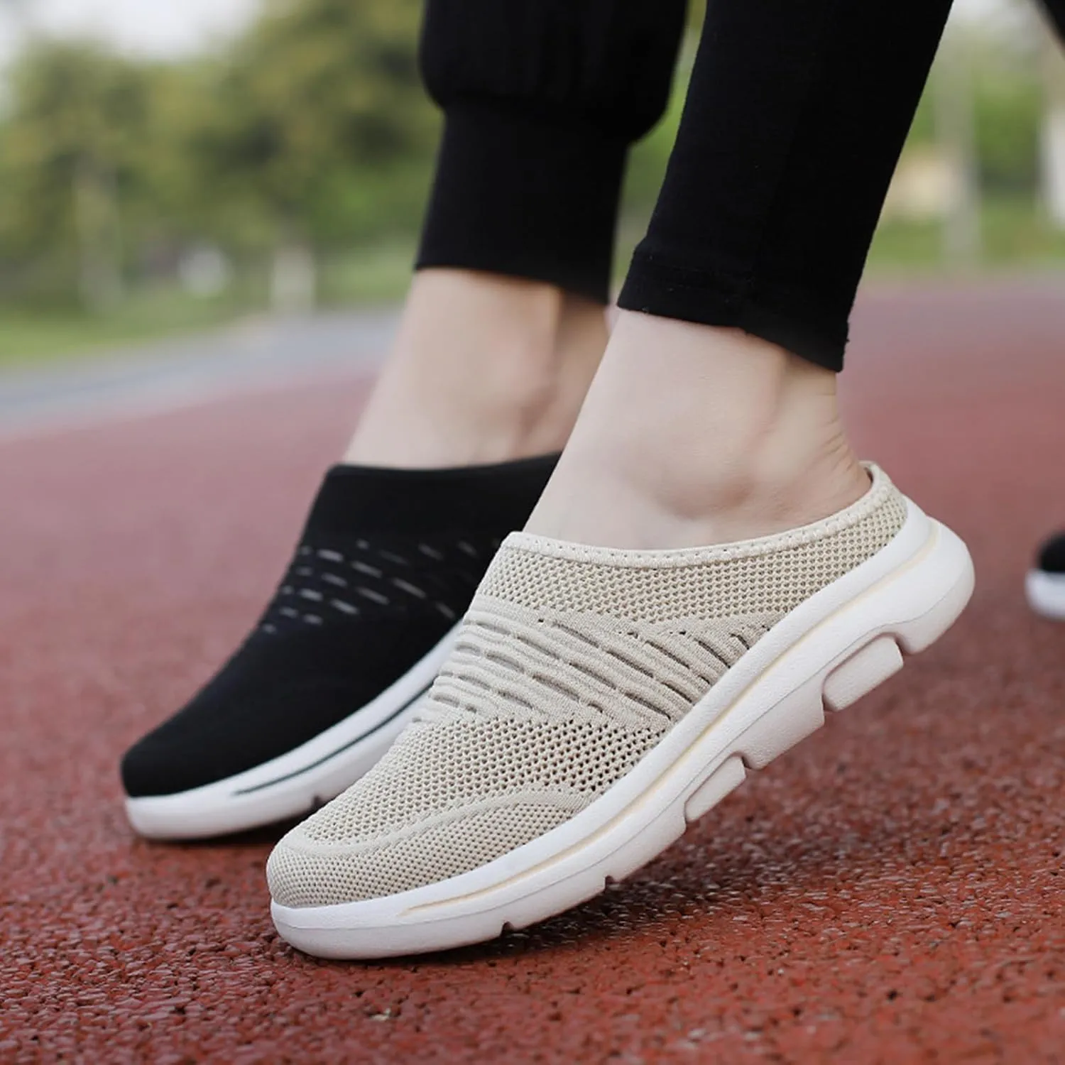 Women's Mesh Breathable Soft Sole Mules Sandals Casual Comfortable Outdoor Sports Wedge Shoes Arch Support Beach Sandals Closed Toe Slides Orthopedic Diabetic Shoes